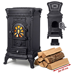 Камін піч буржуйка чугунна Bonro чорна подвійна стінка 9 кВт