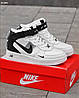 Чоловічі зимові кросівки Nike Air Force 1 LV8 High White black Winter Fur Найк Форс ЛВ8 білі чорні високі шкіра хутро, фото 9