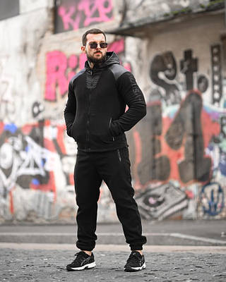 Флісовий спортивний костюм STATIX чорний ВТ6815