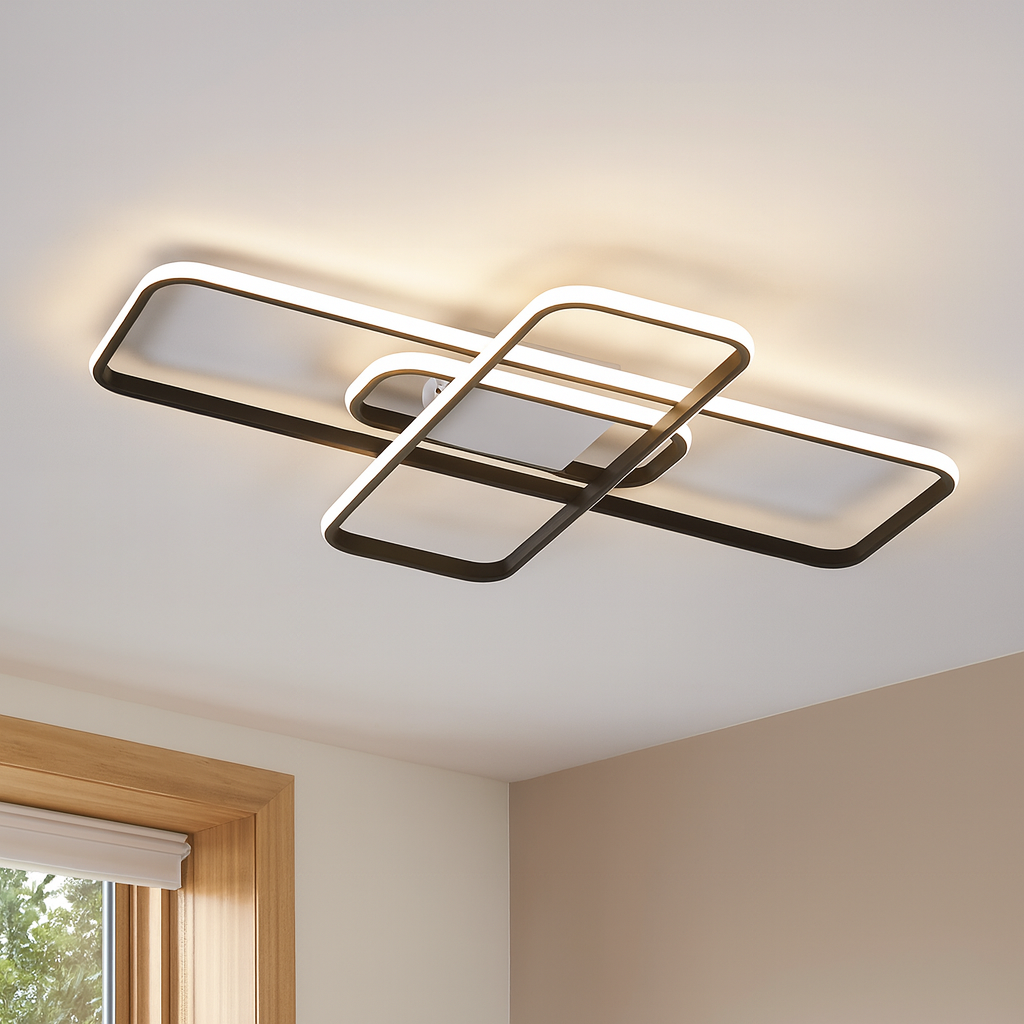 Led люстра 90 Вт з пультом до 18 м² чорно-біла (SVEN 90W 3SQ SMART), фото 1