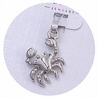 Кулон ХР із знаком зодіаку "Рак". Родій. Довжина: 26 мм Ширина: 13 мм