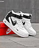 Чоловічі зимові кросівки Nike Air Force 1 LV8 High White black Winter Fur Найк Форс ЛВ8 білі чорні високі шкіра хутро, фото 6