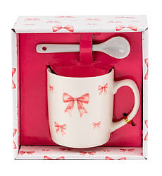 Чашка новорічна "Рожеві бантики" 200 мл., кераміка