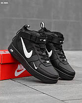 Зимові кросівки Nike Air Force 1 LV8 High Black Winter Fur Найк Форс ЛВ8 чорні високі шкіра хутро чоловічі, фото 5