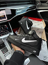 Зимові кросівки Nike Air Force 1 LV8 High Black Winter Fur Найк Форс ЛВ8 чорні високі шкіра хутро чоловічі, фото 3