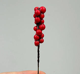 Декоративна гілочка / З ягідками / Поштучно / 9 см / Червоний №8