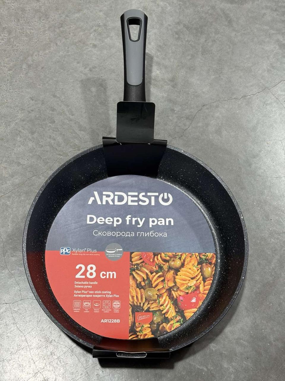 Сковорода глибока зі знімною ручкою Ardesto Gemini Bari 28 см алюміній чорний (AR1228B)