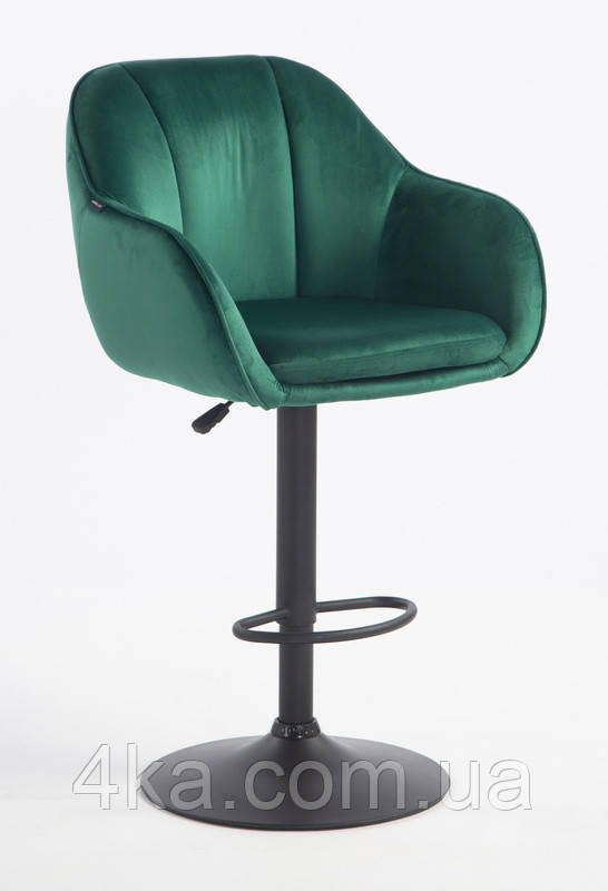 Крісло барне, візажне HR2055W, велюр, зелене, база чорна