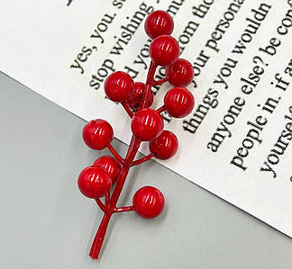 Декоративна гілочка / З ягідками / Поштучно / 11,5*1,4 cм / Червоний №6