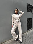 Жіночий костюм із широкими штанами утеплений бомбер кофта на блискавці на флісі, розміри S, M, L, XL, фото 7