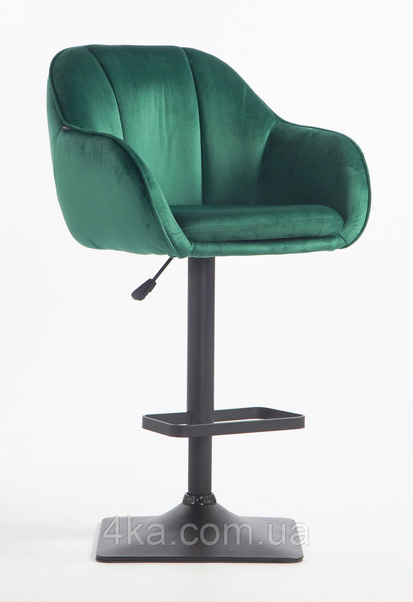 Крісло барне, візажне HR2055W, велюр, зелене, база чорна