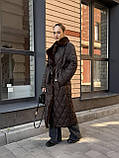 Зимове жіноче тепле довге пальто ПВ-385 шоколадний, фото 8