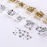 Велика уп. полубусин золото+срібло кожна в 6 розмірах, невеликі, для декору іграшок