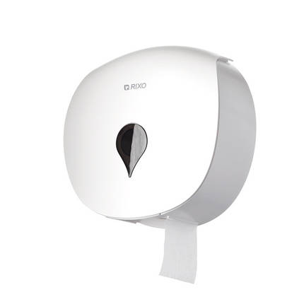 Тримач диспенсер для туалетного паперу стандарт і джамбо рулон Rixo Maggio P003W білий ударостійкий пластик, фото 1