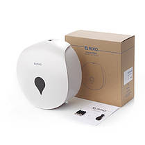 Тримач диспенсер для туалетного паперу стандарт і джамбо рулон Rixo Maggio P003W білий ударостійкий пластик, фото 2