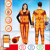 Термобілизна з підігрівом 48 зон розумна на пульту двохшарова 7.4/5v акриловий делонг 400г з начосом розмір L