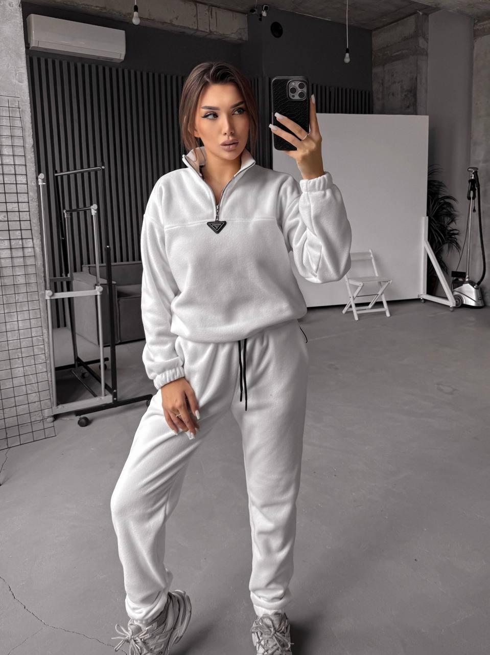 Трендовий флісовий костюм Модель: АР-5-10522 Колір: молочний, беж, моко, шоколад, смарагд, графіт, чорний, фото 1