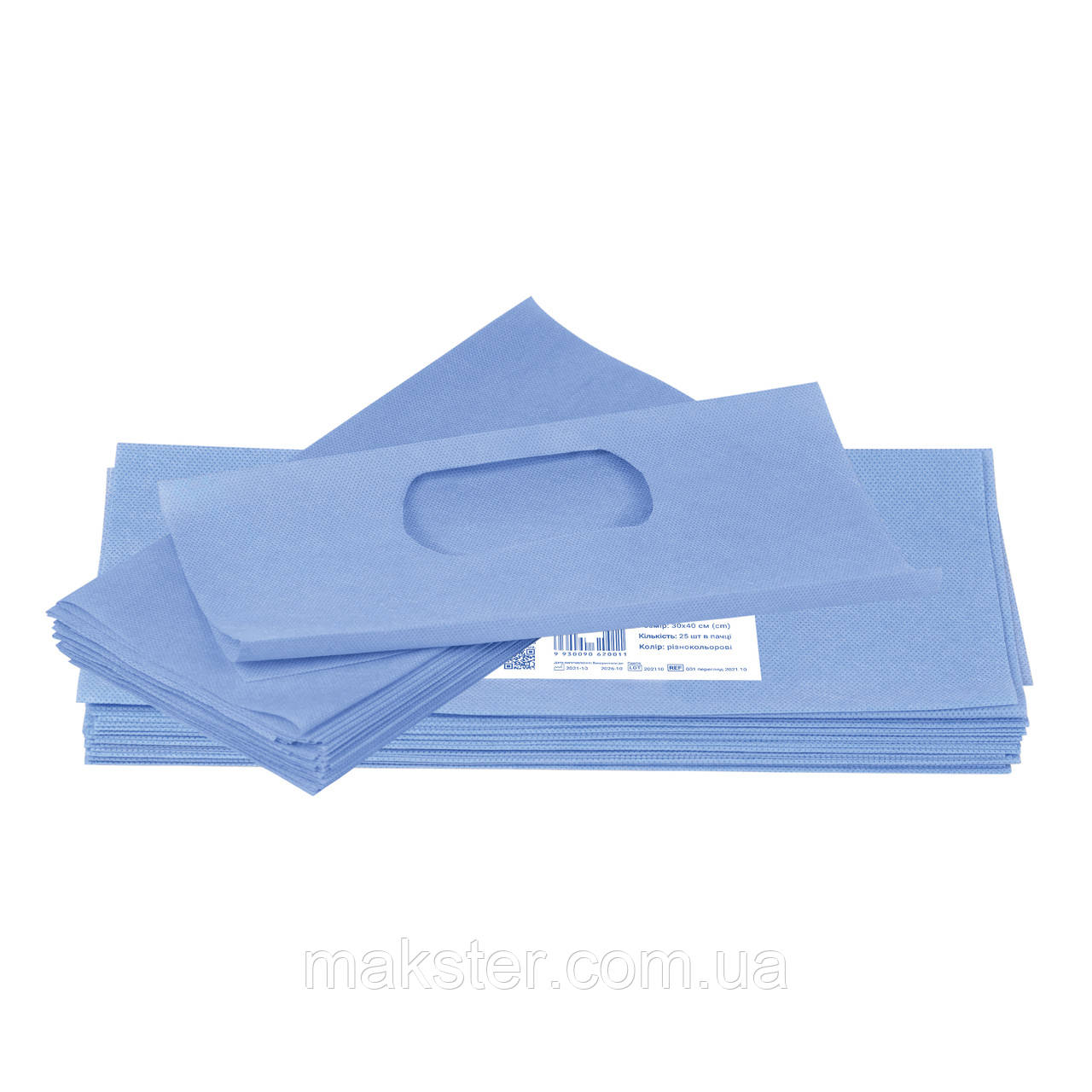 Серветки для процедури AIR Flow Polix, 30×40 см, 25 шт, спанбонд, блакитні