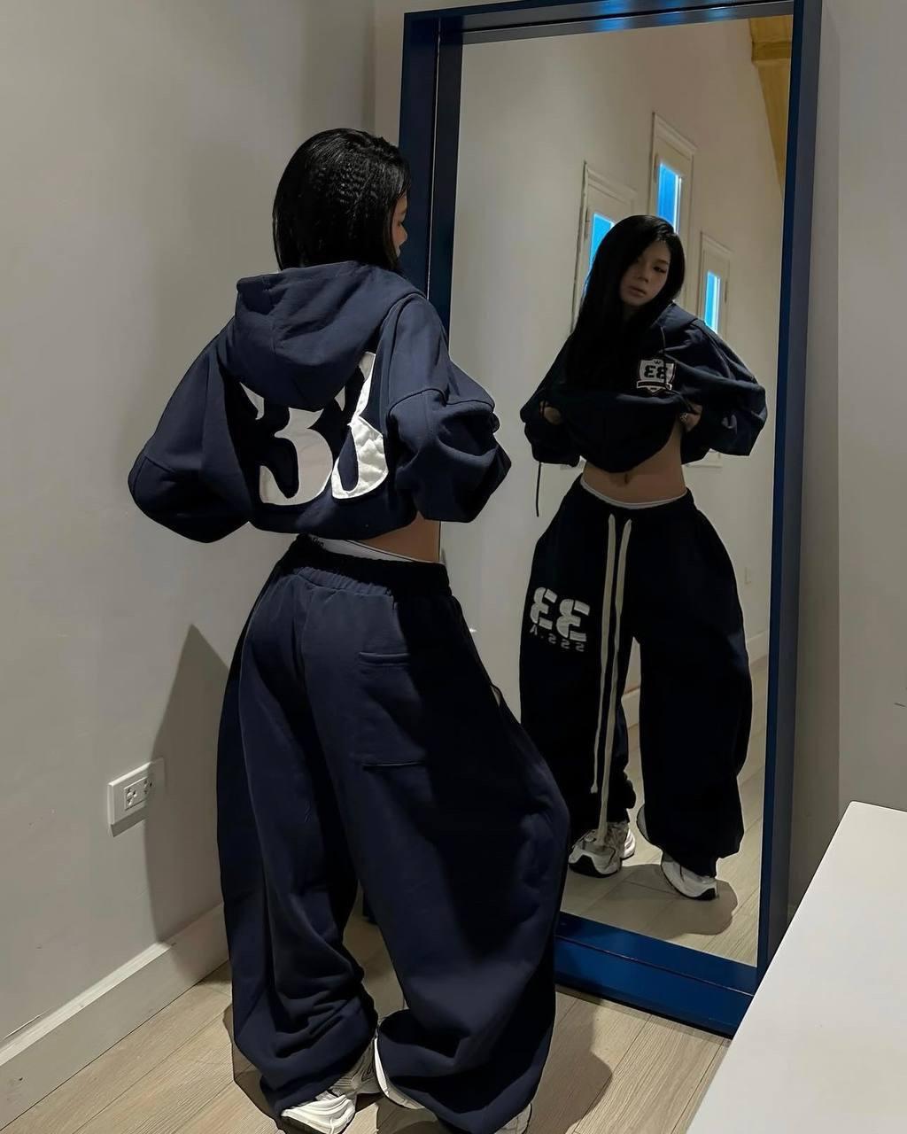 Оверсайз костюм з лого-резинкою Модель: 1530-277 Колір: синій, фото 1