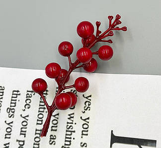 Декоративна гілочка / З ягідками / Поштучно / 11*1,3 cм / Червоний №25