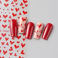 3D стікери для манікюру з червоними сердечками романтичні наклейки для дизайну нігтів