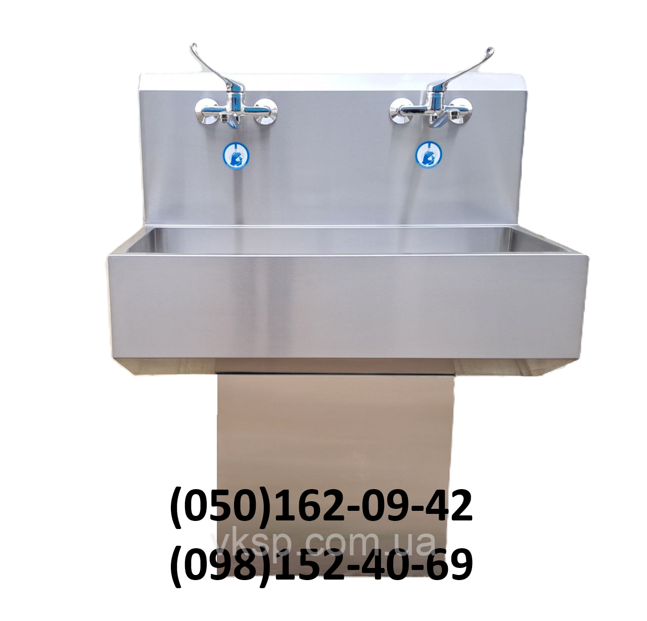 Медичний умивальник на два ліктьові змішувачі, фото 1