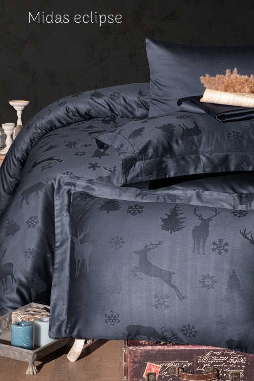Постільна білизна First Choice сатин жакард євро розмір Midas eclipse, фото 1