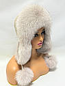 Шапка жіноча з хутра песця "Вушанка", фото 4