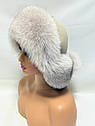 Шапка жіноча з хутра песця "Вушанка", фото 5
