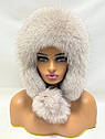 Шапка жіноча з хутра песця "Вушанка", фото 2