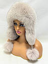 Шапка жіноча з хутра песця "Вушанка", фото 3