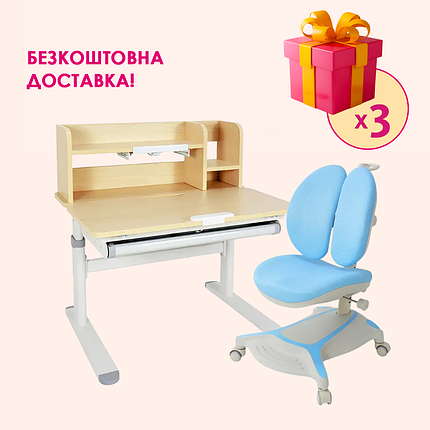 Комплект меблів Fundesk Invito Grey + дитяче крісло Cubby Bunias Blue, фото 1