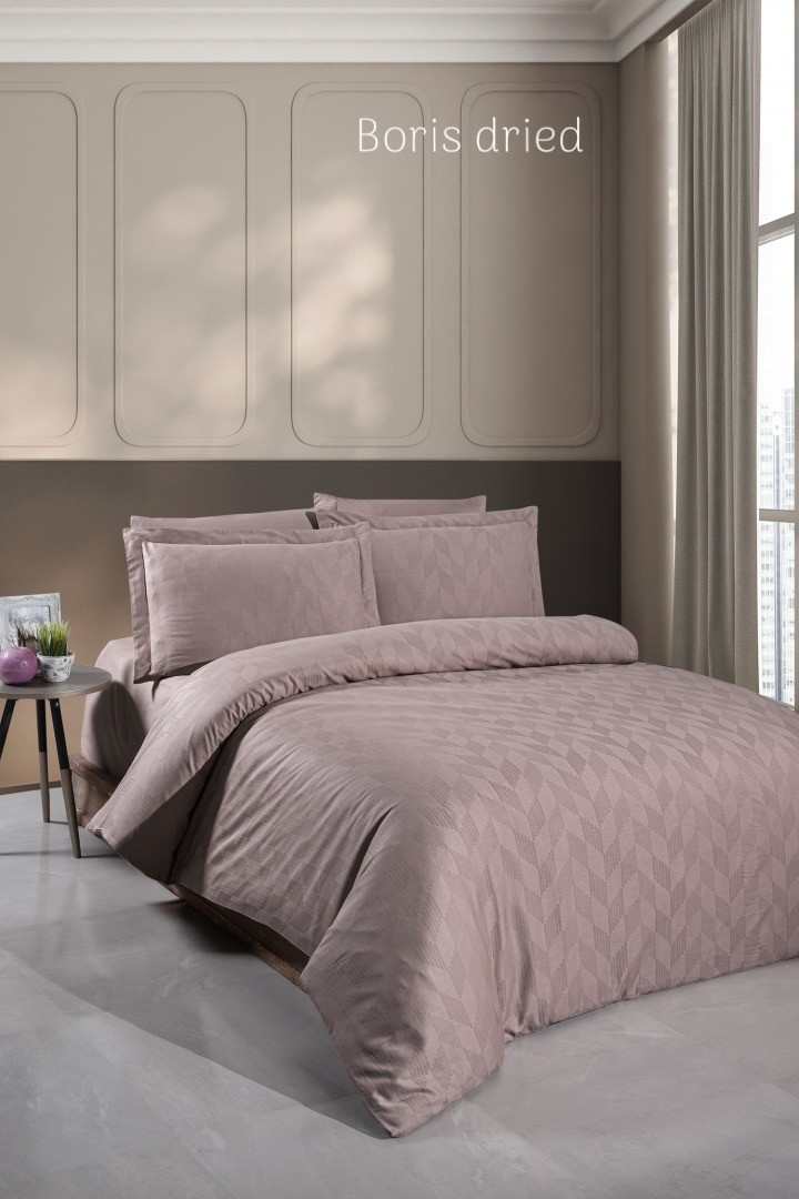 Постільна білизна First Choice сатин жакард євро розмір Boris dried, фото 1