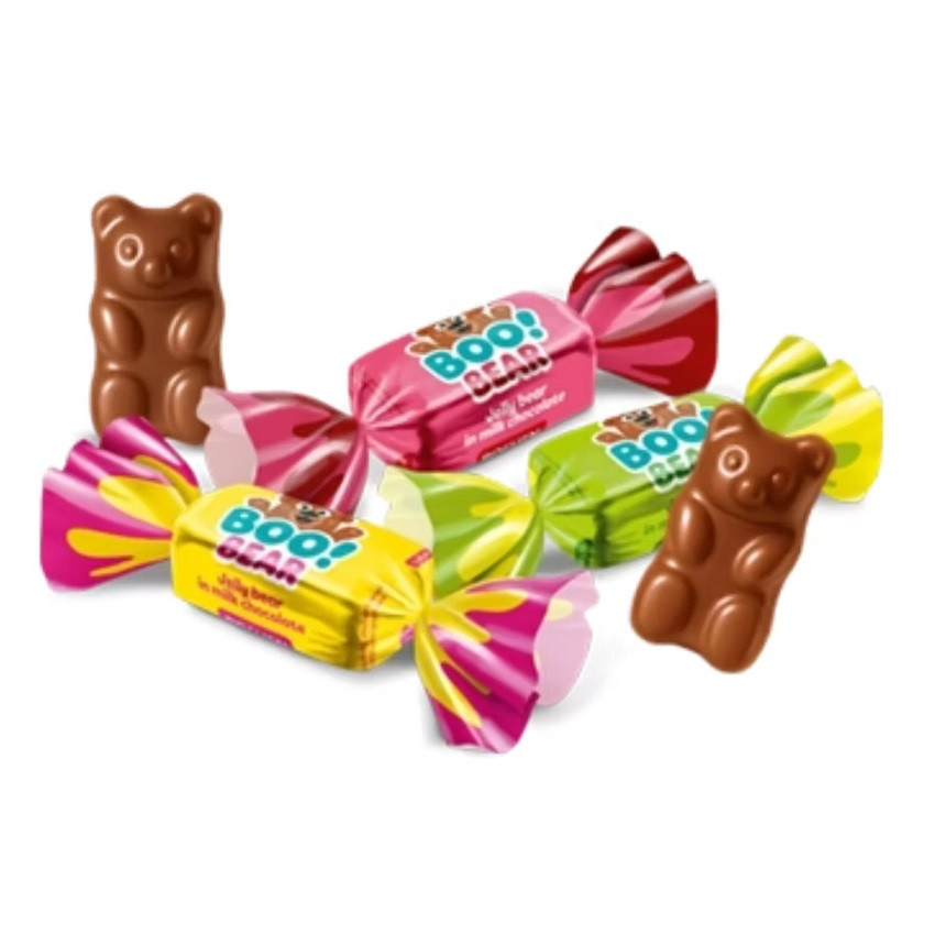 Цукерки Boo!Bear Roshen 1 кг (мікс желейних ведмедиків у шоколаді Рошен), фото 1