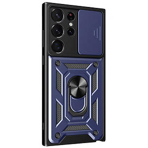 Протиударний чохол Ummi Camshield Serge Ring для Samsung Galaxy S21 Ultra | Броньований з кільцем-підставкою Синій