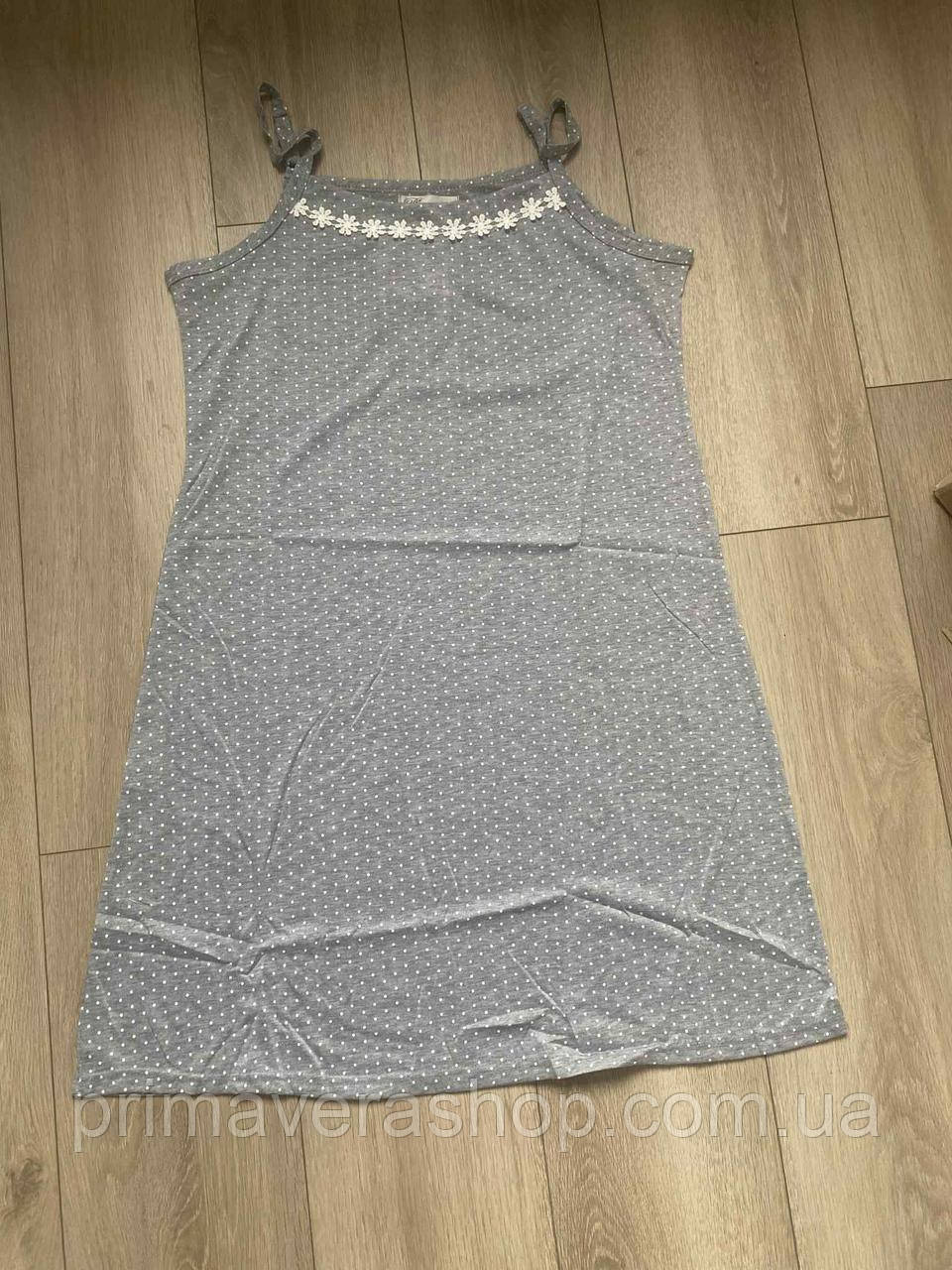 Нічна сорочка на бретельках сіра М, фото 1
