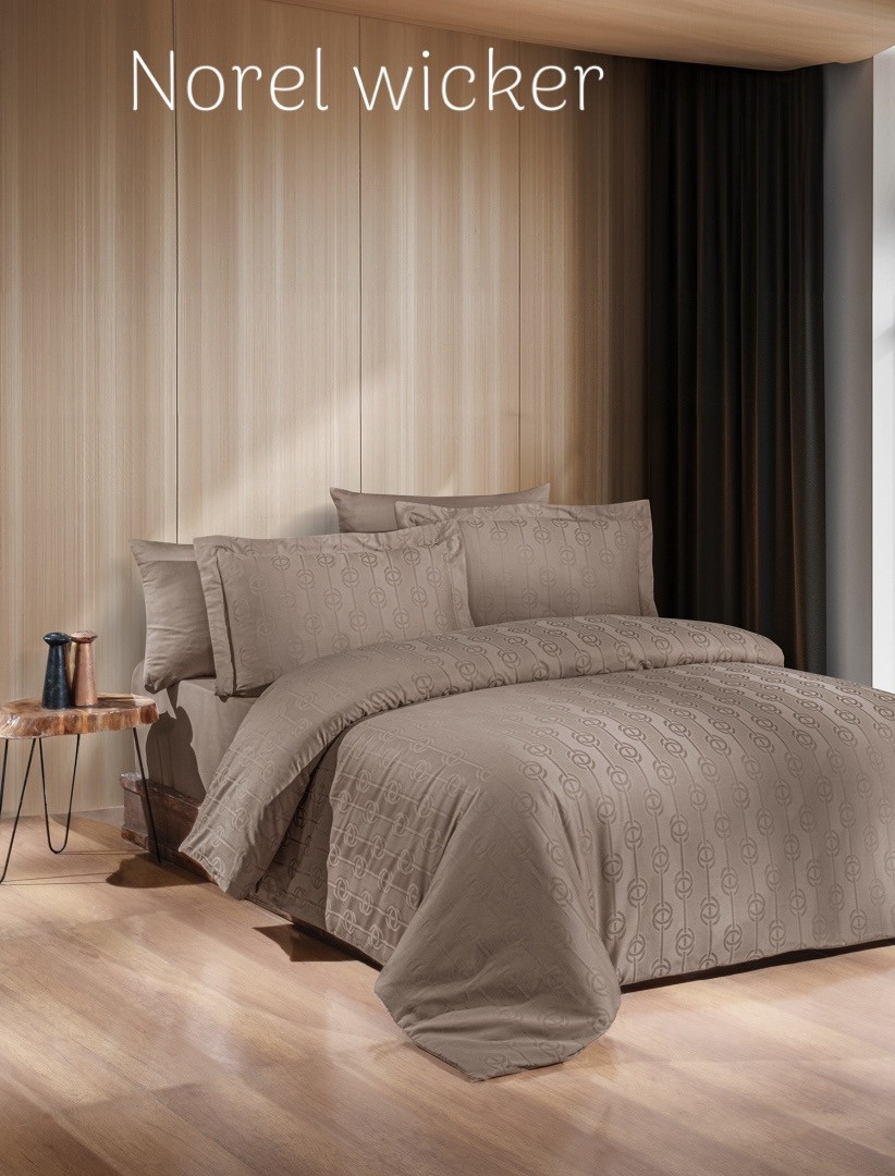 Постільна білизна First Choice сатин жакард євро розмір Norel wicker, фото 1