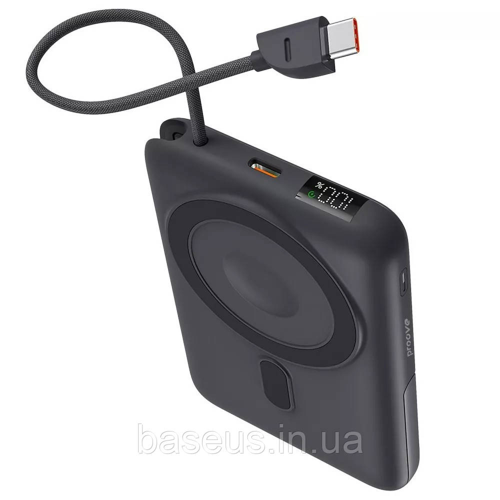 Повербанк з бездротовою зарядкою та підставкою 10000mAh 22.5W Proove Moon Rock 2in1 iWatch QI сірий (PBR122012105), фото 1