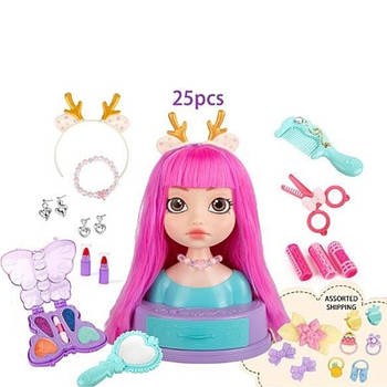 Манекен для зачісок (косметика, перукарські інструменти, заколки, резинки, в коробці) SR 010