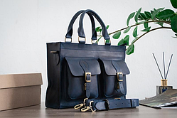 Класичний шкіряний портфель,портфелі чоловічі брендові,шкіряний портфель для жінок синій 38см*27см