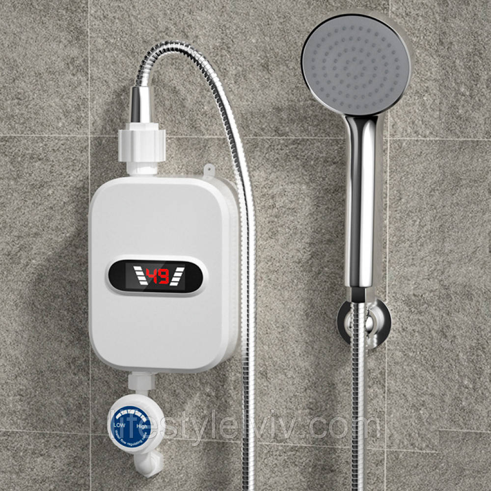 Проточний водонагрівач із душем 3500Вт, до +60°, RX-021 / Нагрівач проточний / Термостатичний водонагрівач електричний, фото 1