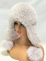 Шапка жіноча з хутра песця "Вушанка", фото 2