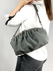 Сумка жіноча "Діва" натуральна шкіра,  замша, сірий колір