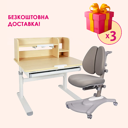 Комплект меблів Fundesk Invito Grey + дитяче крісло Fundesk Fortuna Grey, фото 1