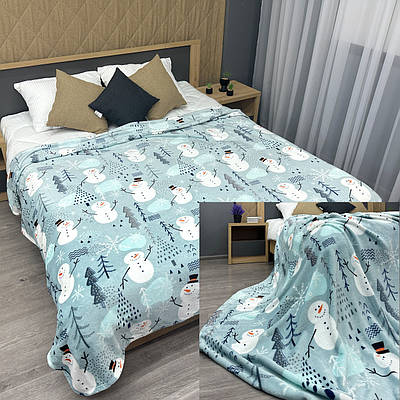 Плед-покривало Decorator WellSoft з різдвяним принтом, колір блакитний