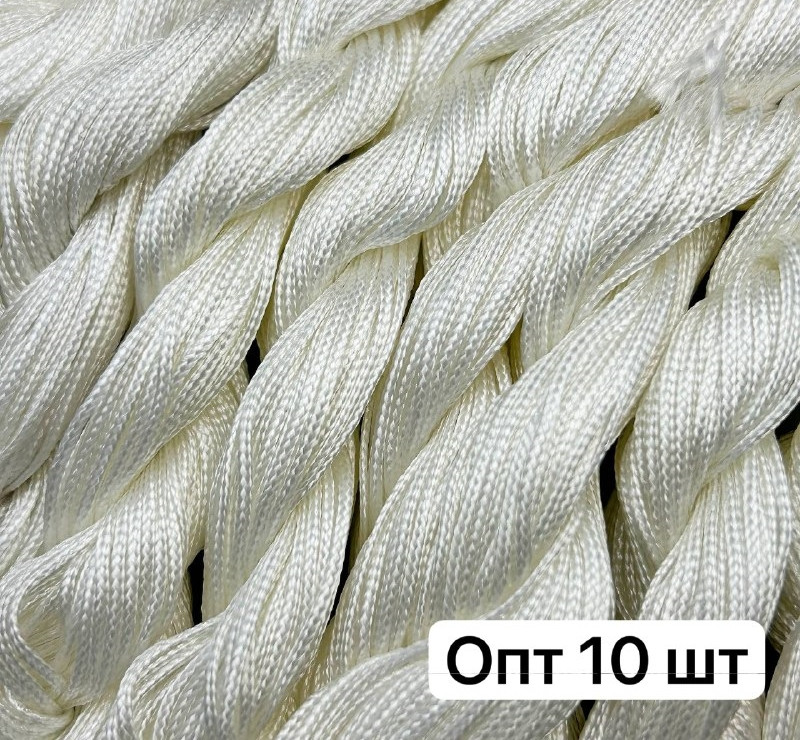 Нейлоновий шнур для плетіння браслетів (опт,10 мотків) / Моток - 20 метрів / 1мм / Білий, фото 1