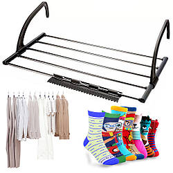 Сушарка для одягу на радіатор, 69х31, 5х20, 5 см, 3270B, Чорна / Навісна сушарка для білизни / Сушарка над батареєю