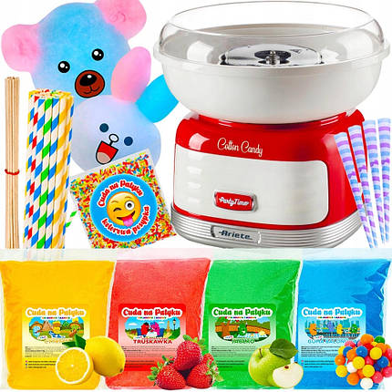 Апарат для солодкої вати Ariete Cotton Candy червоний 500 Вт набір фруктовий цукор 4кг, фото 1