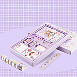 Набір блокнот з канцелярським приладдям, дитячий в подарунковій упаковці для дівчаток 390х240 см, фіолетовий, фото 6