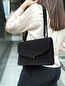 Сумка жіноча "Богема" натуральна шкіра, замша, чорна